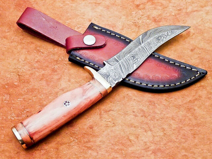 10" Hand Forged Damascus Bowie Knife – Olive Wood Handle