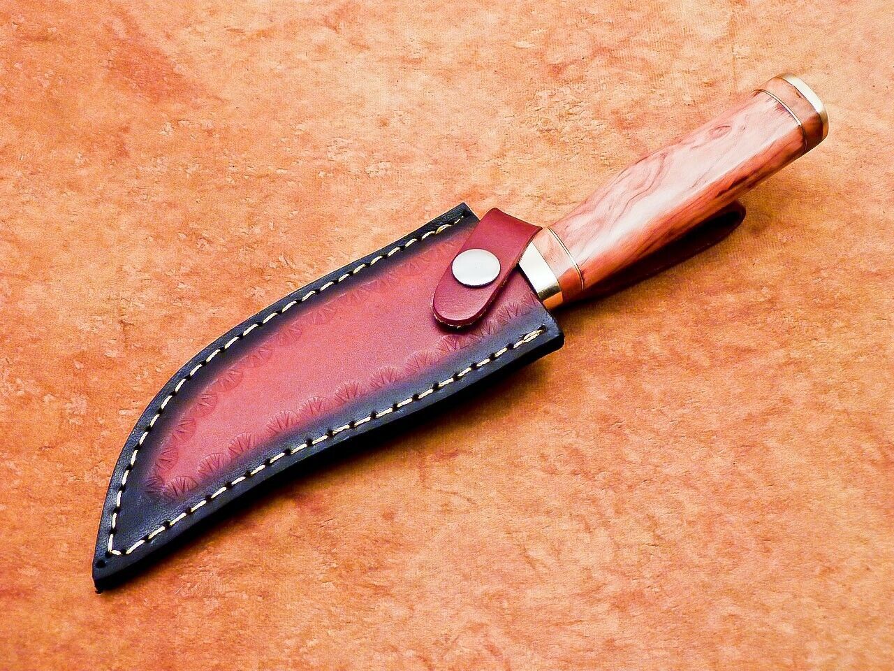 10" Hand Forged Damascus Bowie Knife – Olive Wood Handle