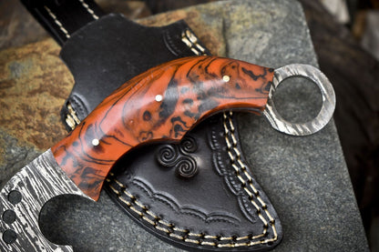 Hand Forged Twist Damascus Skinner Knife Micarta Handle Fishing Blade