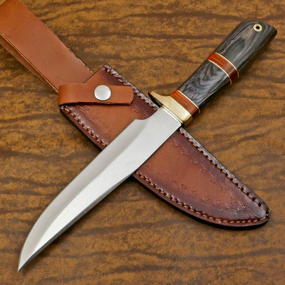 Handmade 12 Inch D2 Steel Bowie Camping Hunting Knife – Pakka Wood Handle