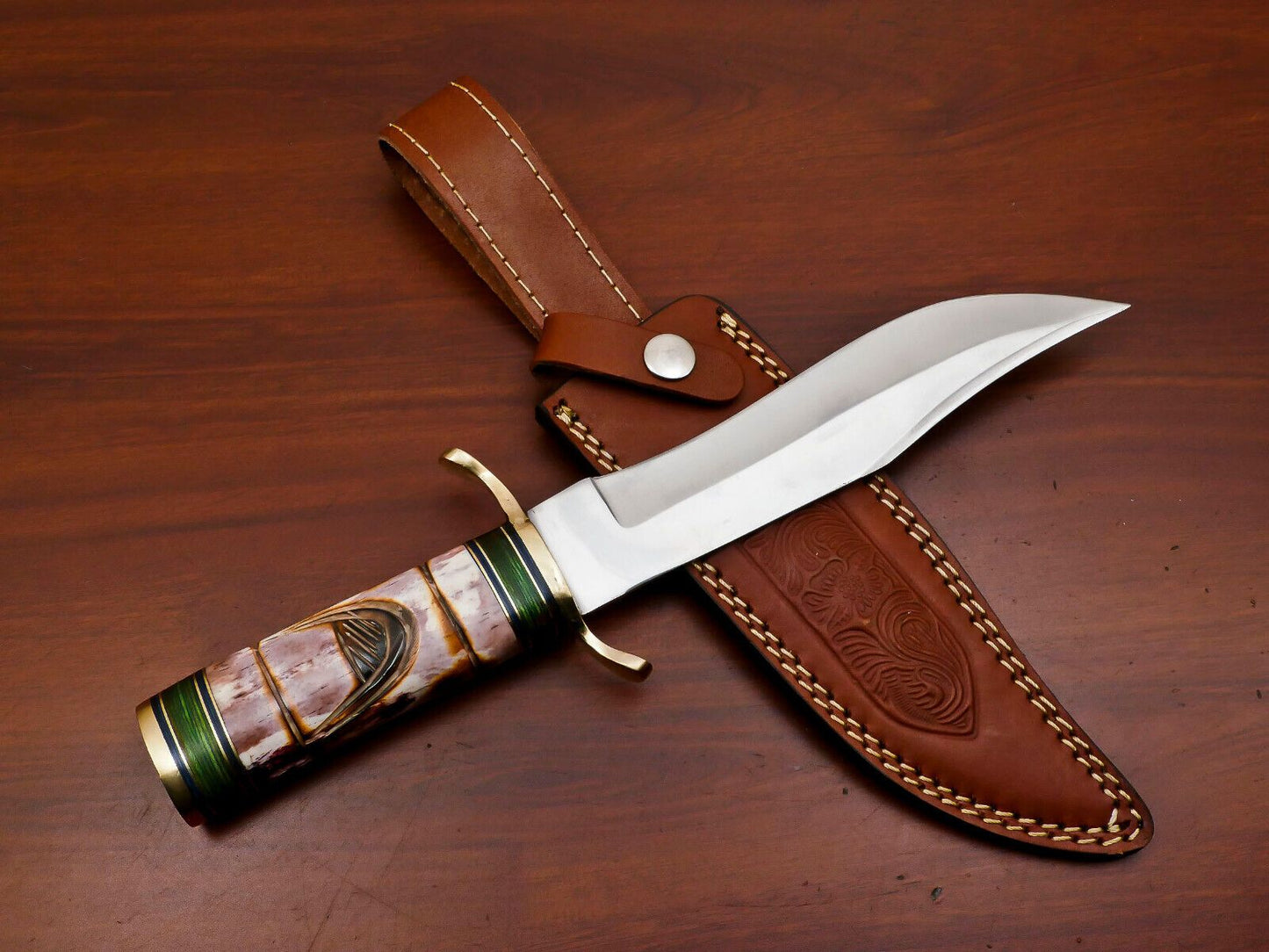 12-Inch Handmade D2 Clip Point Fixed Blade Hunting Bowie Knife