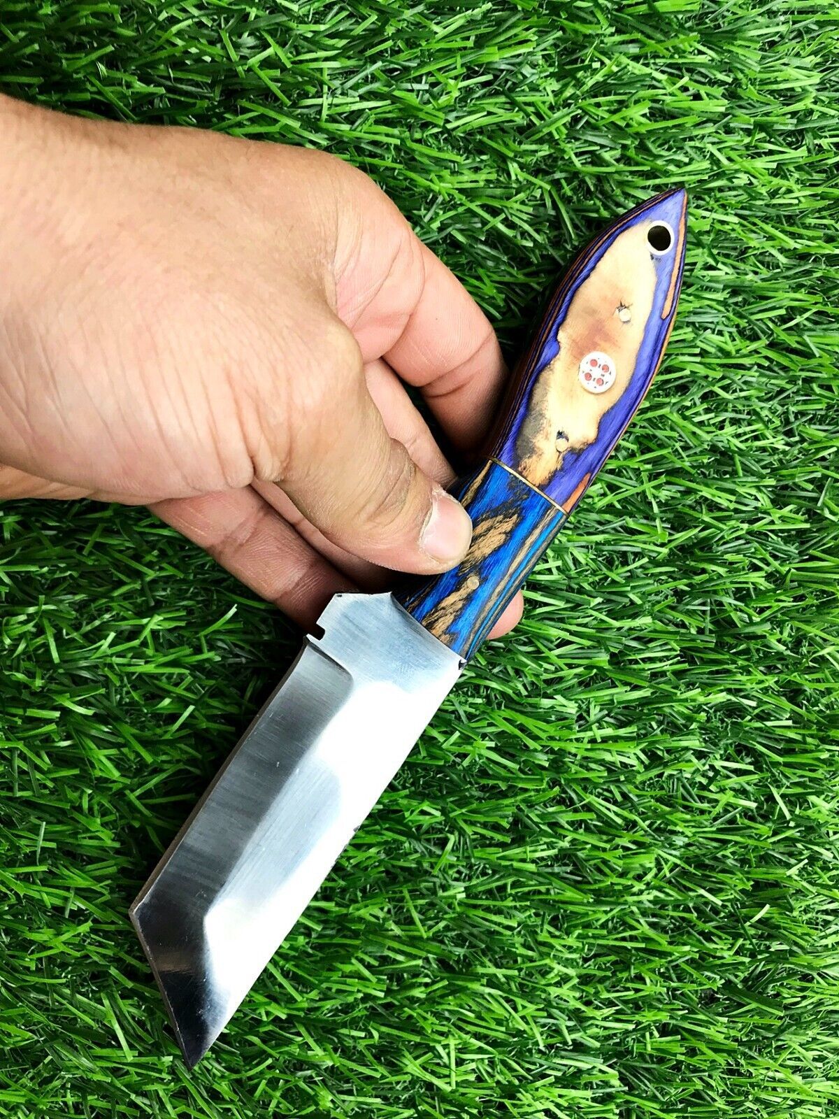 8" Handmade Stainless Steel Skinner Knife – Hunting & Survival Blade with Leather Sheath