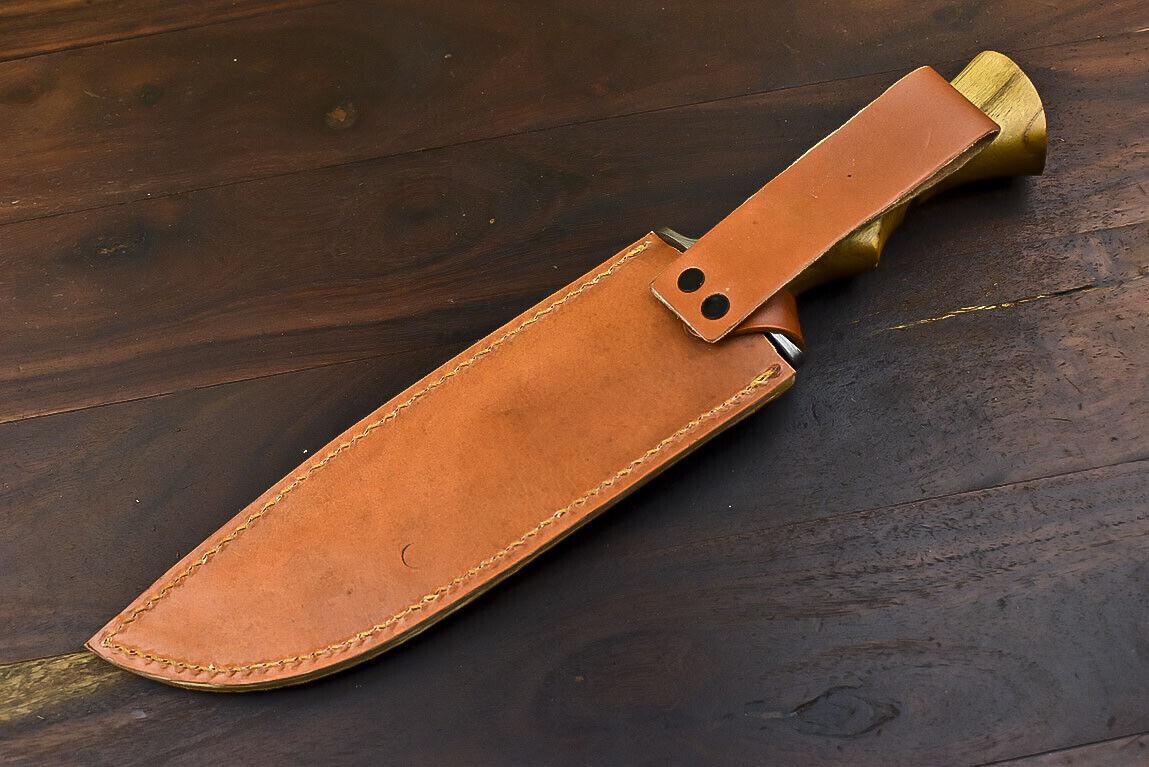 13.5" Handmade Damascus Bowie Knife – Hardwood Handle