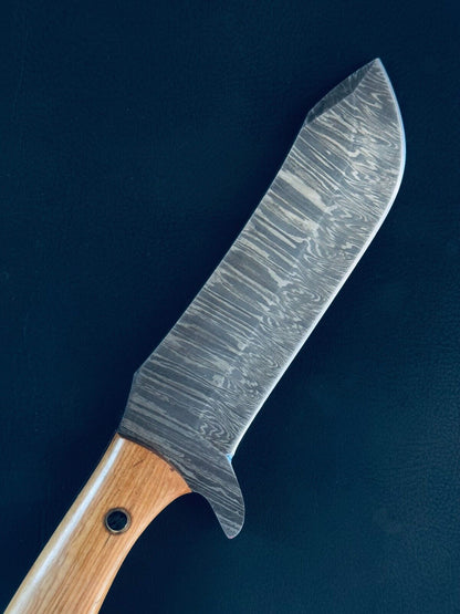 9" Damascus Steel Bull Cutter Knife Best Handmade Bull Cutter Knife with Wood Handle