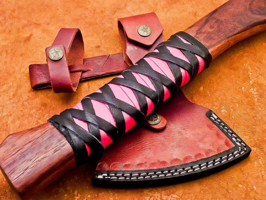 Custom Hand Forged Carbon Steel Viking Bearded Hatchet Tomahawk Axe 18 Inch with Natural Wood Handle