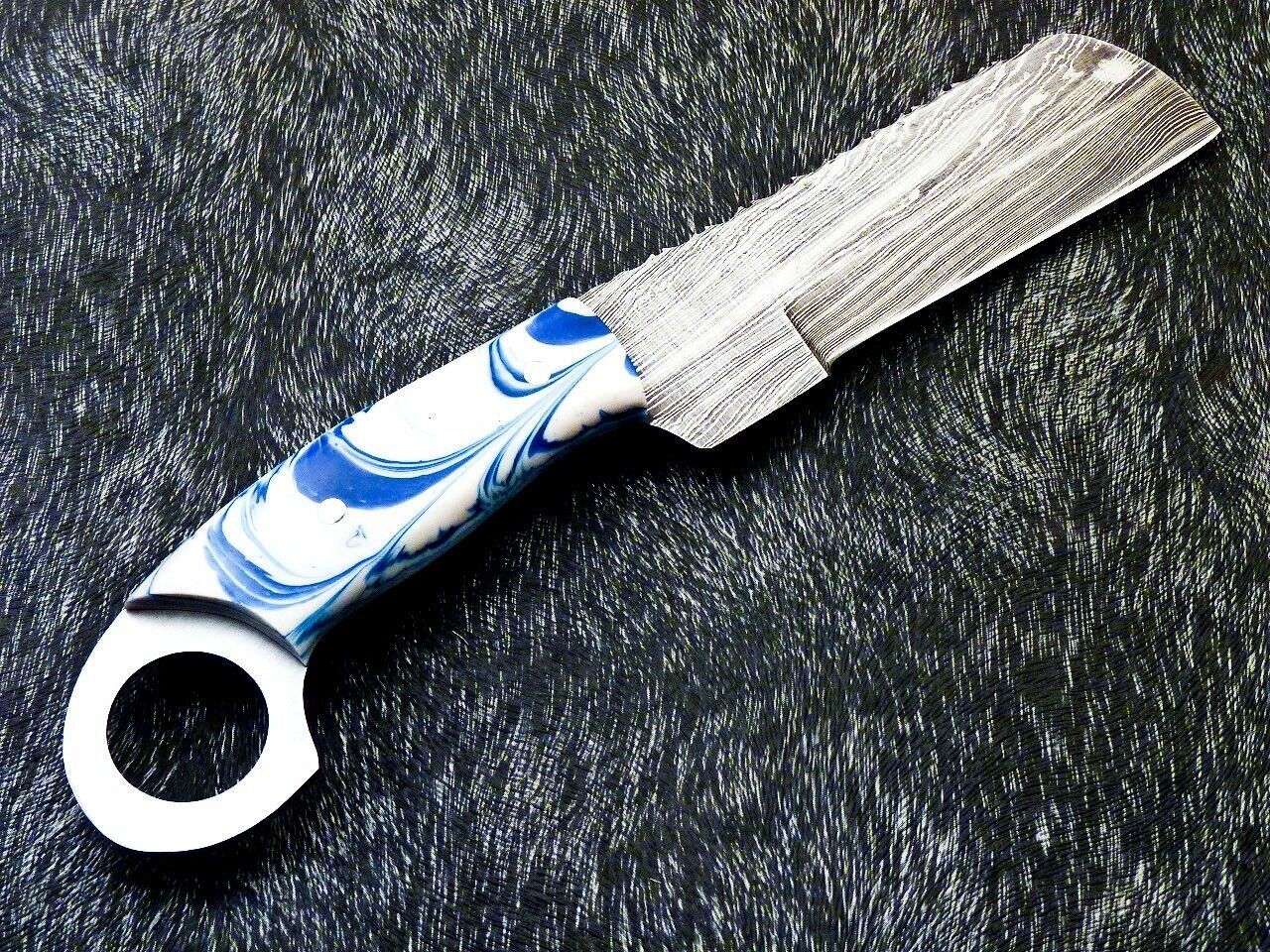 Handmade 10" Best Damascus Steel Bull Cutter Knife Custom Cowboy Bull Knife with Resin Handle