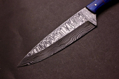 Custom Hand Forged Damascus Steel Chef Knife – Professional Kitchen Knife with Hardwood Handle