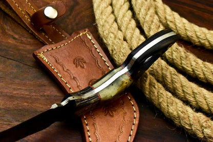 11" Best Damascus Karambit Handmade Karambit Damascus Steel Knife With Ram’s Horn Handle