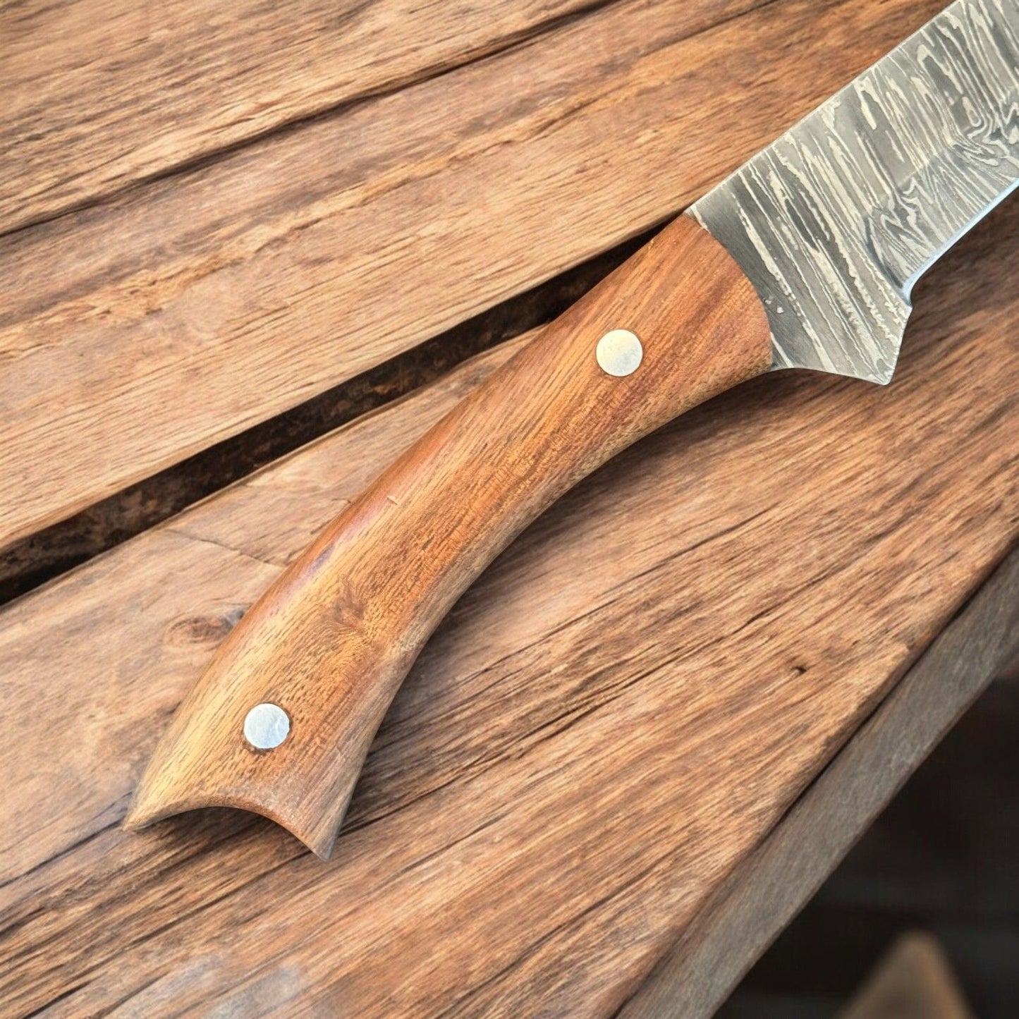 12" Custom Handmade Damascus Steel Fillet Knife with Wood Handle for Kitchen