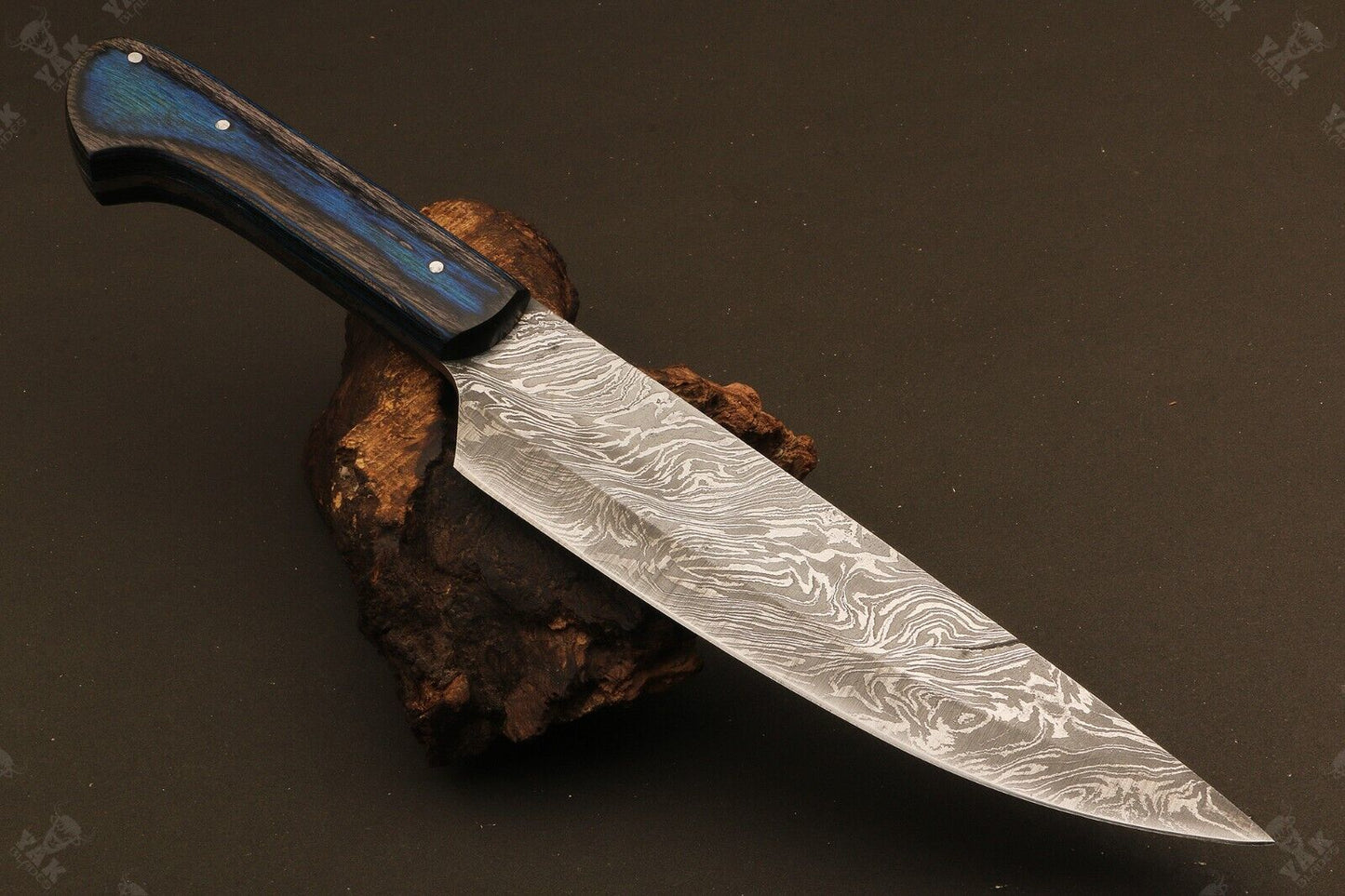 12" Custom Hand Forged Twist Damascus Steel Chef Knife for Kitchen Use