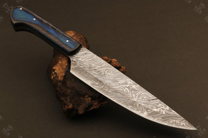 12" Custom Hand Forged Twist Damascus Steel Chef Knife for Kitchen Use