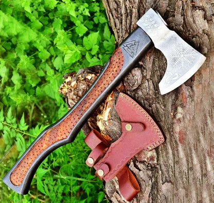 Custom Made Viking Hatchet Tomahawk Hand Forged Carbon Steel with Cocobolo Wood Handle