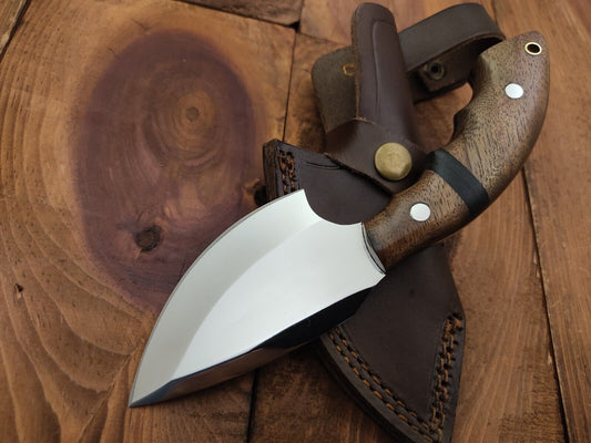 8" Custom Handmade 440C Steel Survival Camping Skinner Knife Hardwood Handle with Leather Sheath