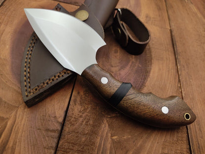 8" Custom Handmade 440C Steel Survival Camping Skinner Knife Hardwood Handle with Leather Sheath