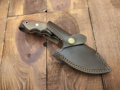 8" Custom Handmade 440C Steel Survival Camping Skinner Knife Hardwood Handle with Leather Sheath