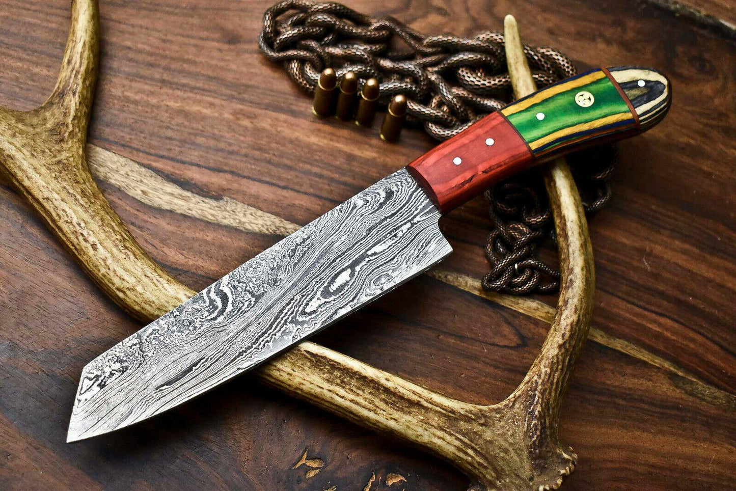 Handmade Damascus Steel Blade Chef Kitchen Full Tang Knife