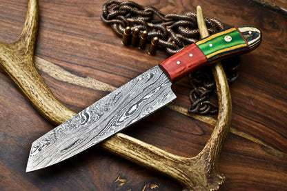 Handmade Damascus Steel Blade Chef Kitchen Full Tang Knife