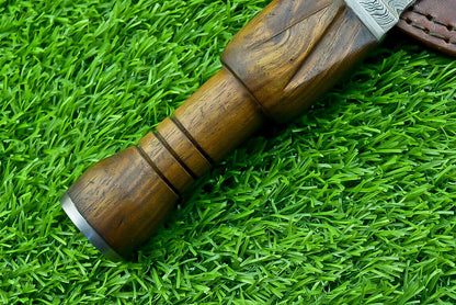 9" Handmade Damascus Steel Bowie Dagger Knife with Natural Wood Handle