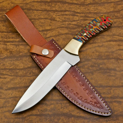 Handcrafted D2 Steel Full Tang Bowie Knife | Hunting & Camping with Pakka Wood Handle