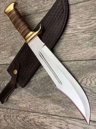 18" Custom Handmade D2 Steel High Polish Crocodile Dundee Hunting Bowie Knife