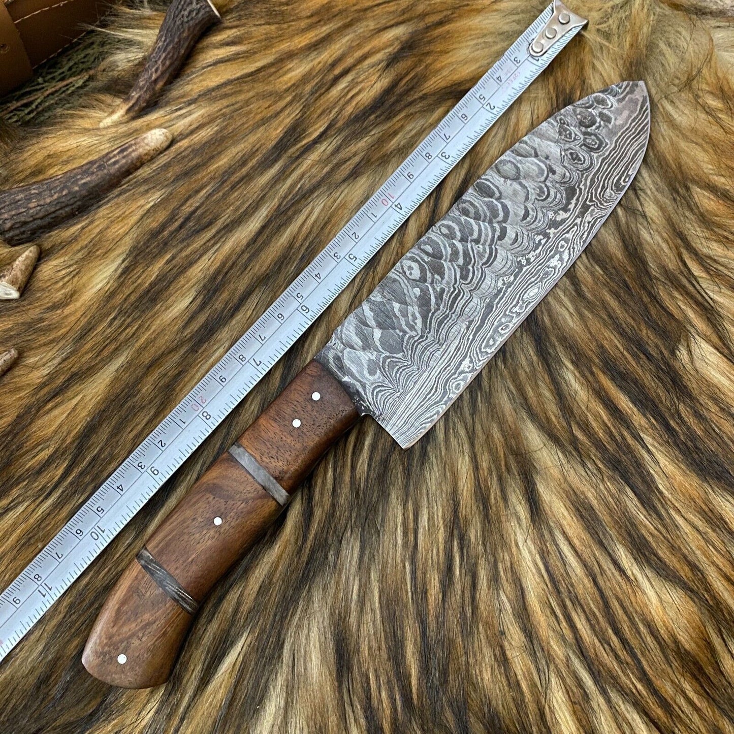 Custom Hand Forged Damascus Steel 4-Piece Kitchen Chef Knife Set with Leather Sheath Roll