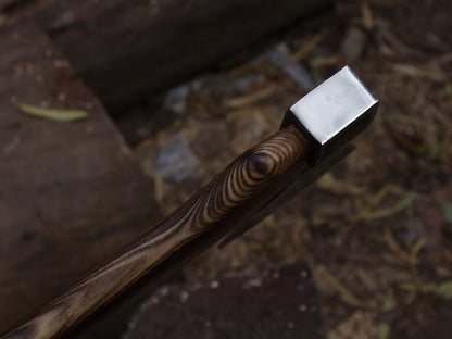 Hand Forged Carbon Steel Viking Axe with 18 Inch Ash Wood Handle and Leather Sheath