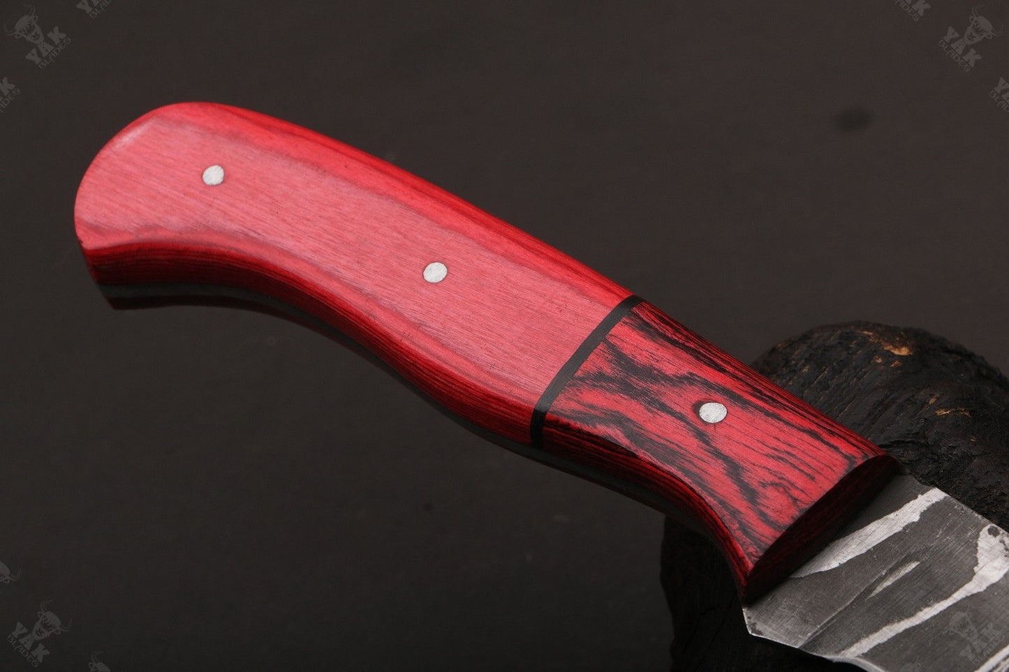 14" Handmade Damascus Fillet Knife Fire Damascus Steel Fillet Knife With Leather Sheath