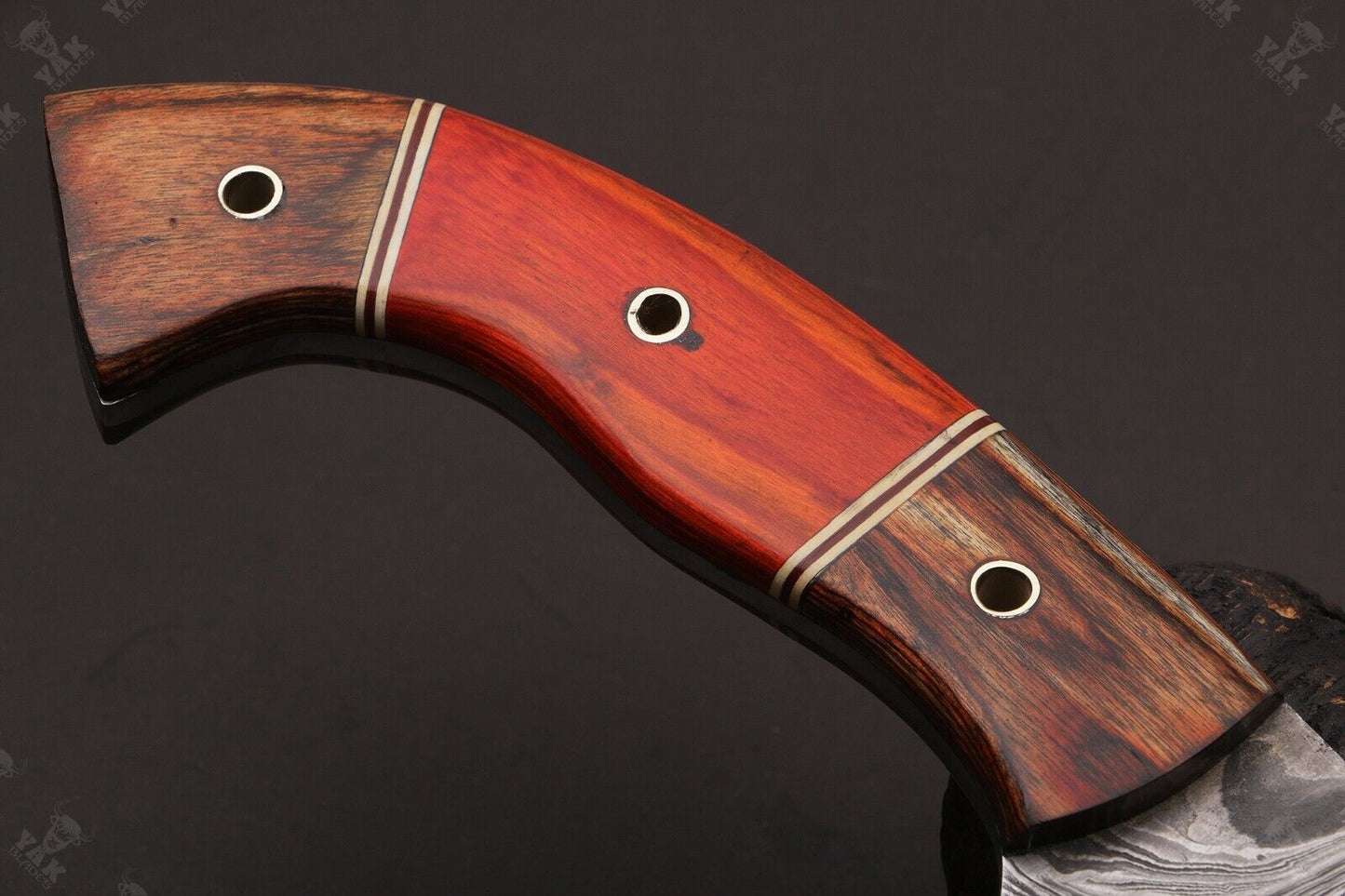 15.5 Inch Custom Handmade Twist Damascus Bowie Knife with Wood Handle by Heritage Forge