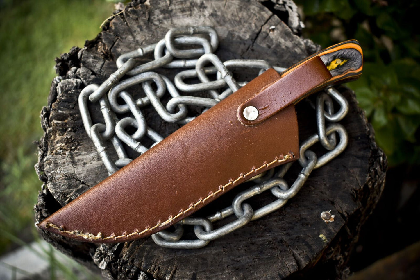 Forged Twist Damascus Skinner Knife with Hardwood Handle and Micarta Bolster – 8.5" Handmade Hunting Knife