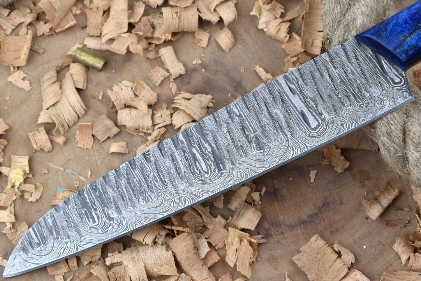 12” Handmade Damascus Steel Chef Knife – Blue Raisin Thappa Handle