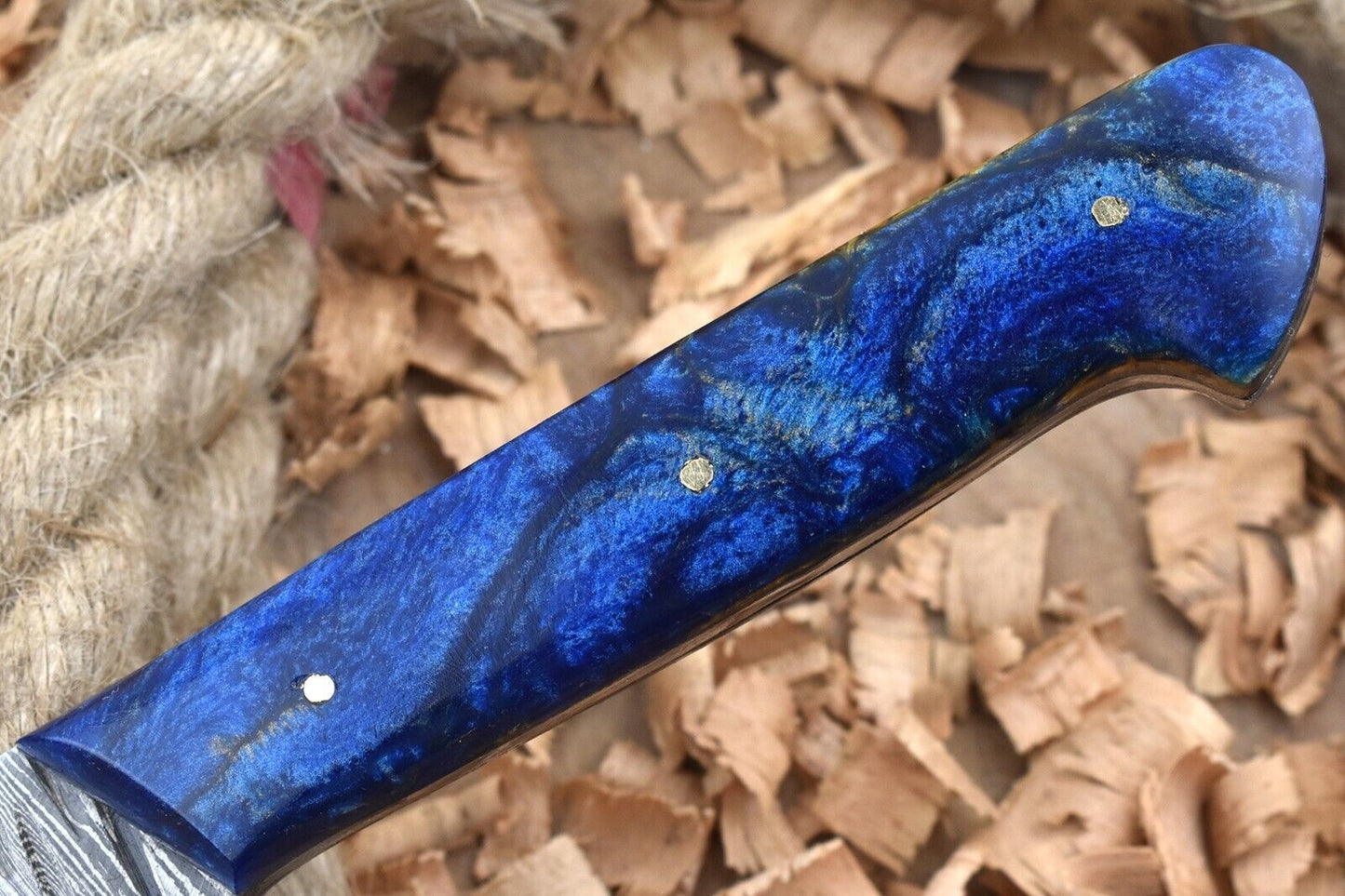 12” Handmade Damascus Steel Chef Knife – Blue Raisin Thappa Handle