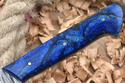 12” Handmade Damascus Steel Chef Knife – Blue Raisin Thappa Handle