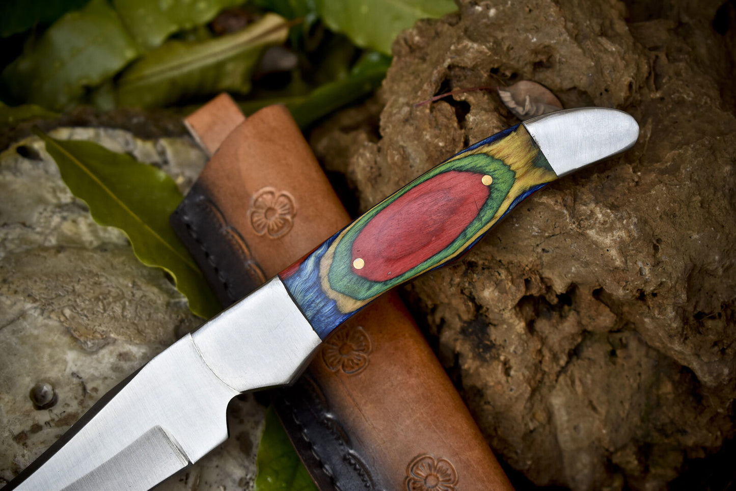 Custom Skinner Knife ATS-34 Steel with Hardwood Handle & Steel Bolster – 9.5" Fishing & Hunting Knife