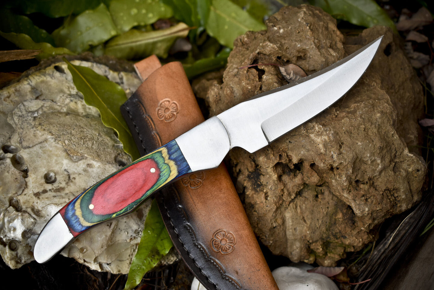 Custom Skinner Knife ATS-34 Steel with Hardwood Handle & Steel Bolster – 9.5" Fishing & Hunting Knife