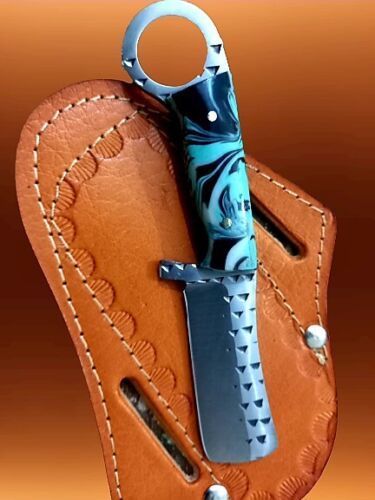 Handmade Cowboy Bull Cutter Knife With Hoof Rasp Steel With Leather Sheath