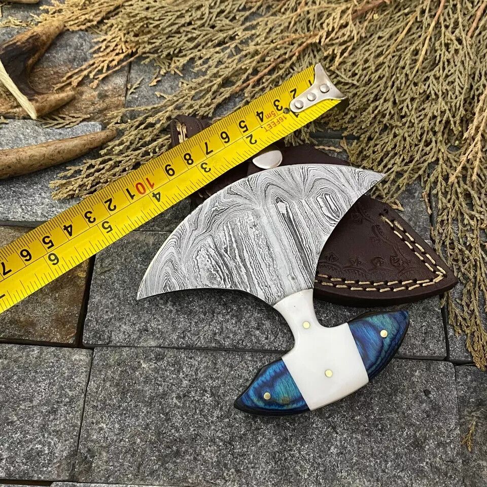 Custom Hand Forged Damascus Steel Skinner Knife with Rosewood and Bone Handle – Handmade Hunting Knife with Leather Sheath