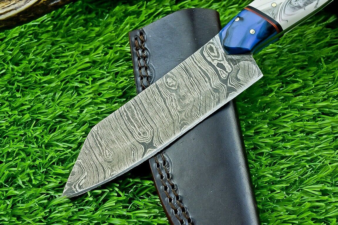 9" Custom Handmade Damascus Bowie Knife – Resin Handle | Full Tang Blade