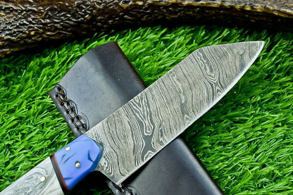 9" Custom Handmade Damascus Bowie Knife – Resin Handle | Full Tang Blade