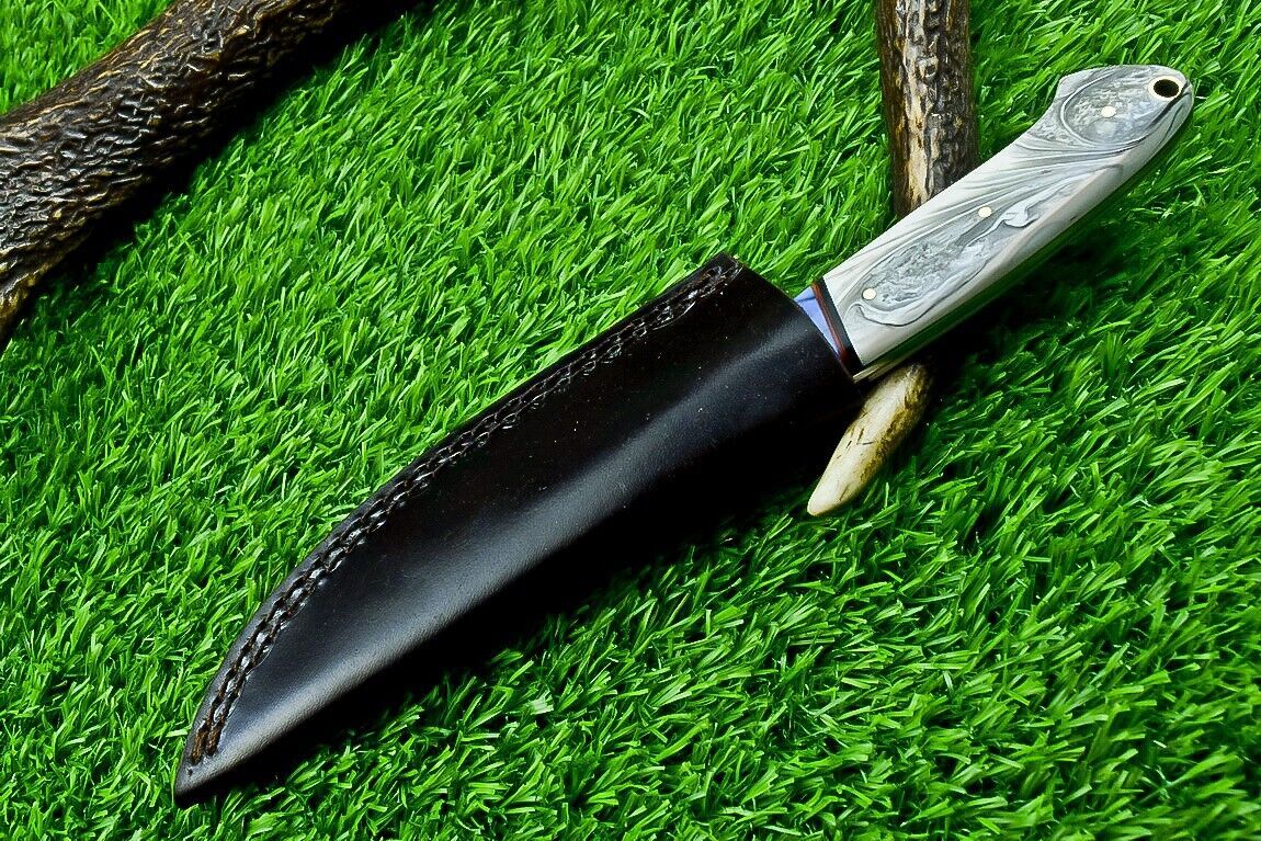 9" Custom Handmade Damascus Bowie Knife – Resin Handle | Full Tang Blade
