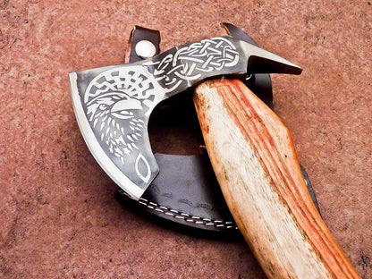 Custom Handmade Carbon Steel Viking Axe – Bearded Camping Hatchet Tomahawk 16"
