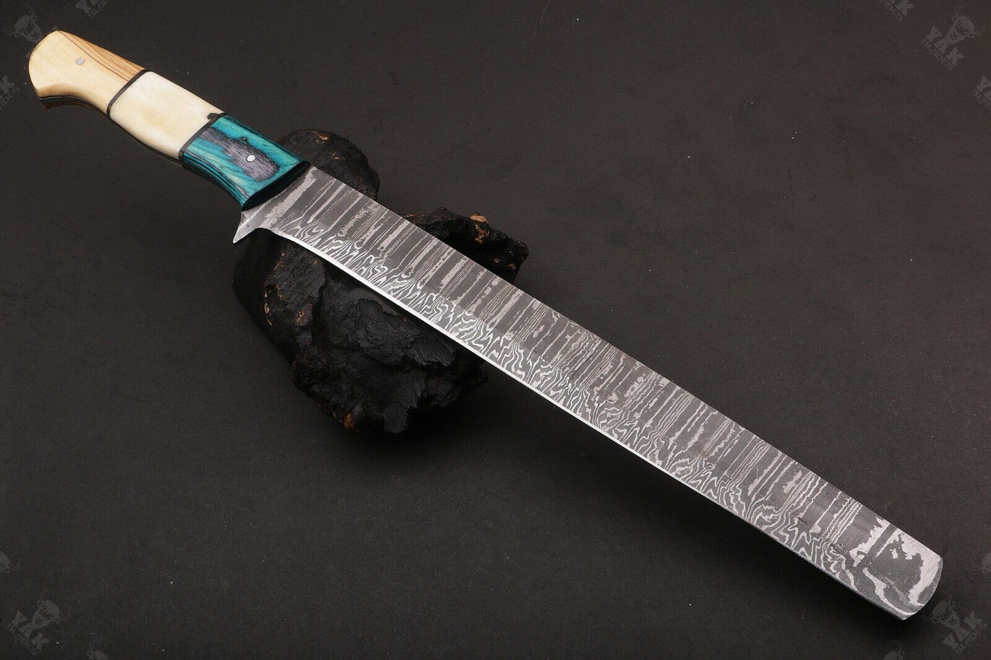 16" Hand Forged Fire Damascus Steel Knife – Custom Kitchen & Chef Knife