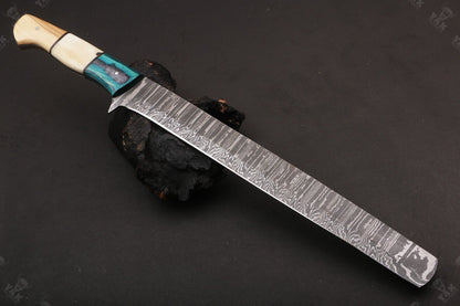 16" Hand Forged Fire Damascus Steel Knife – Custom Kitchen & Chef Knife