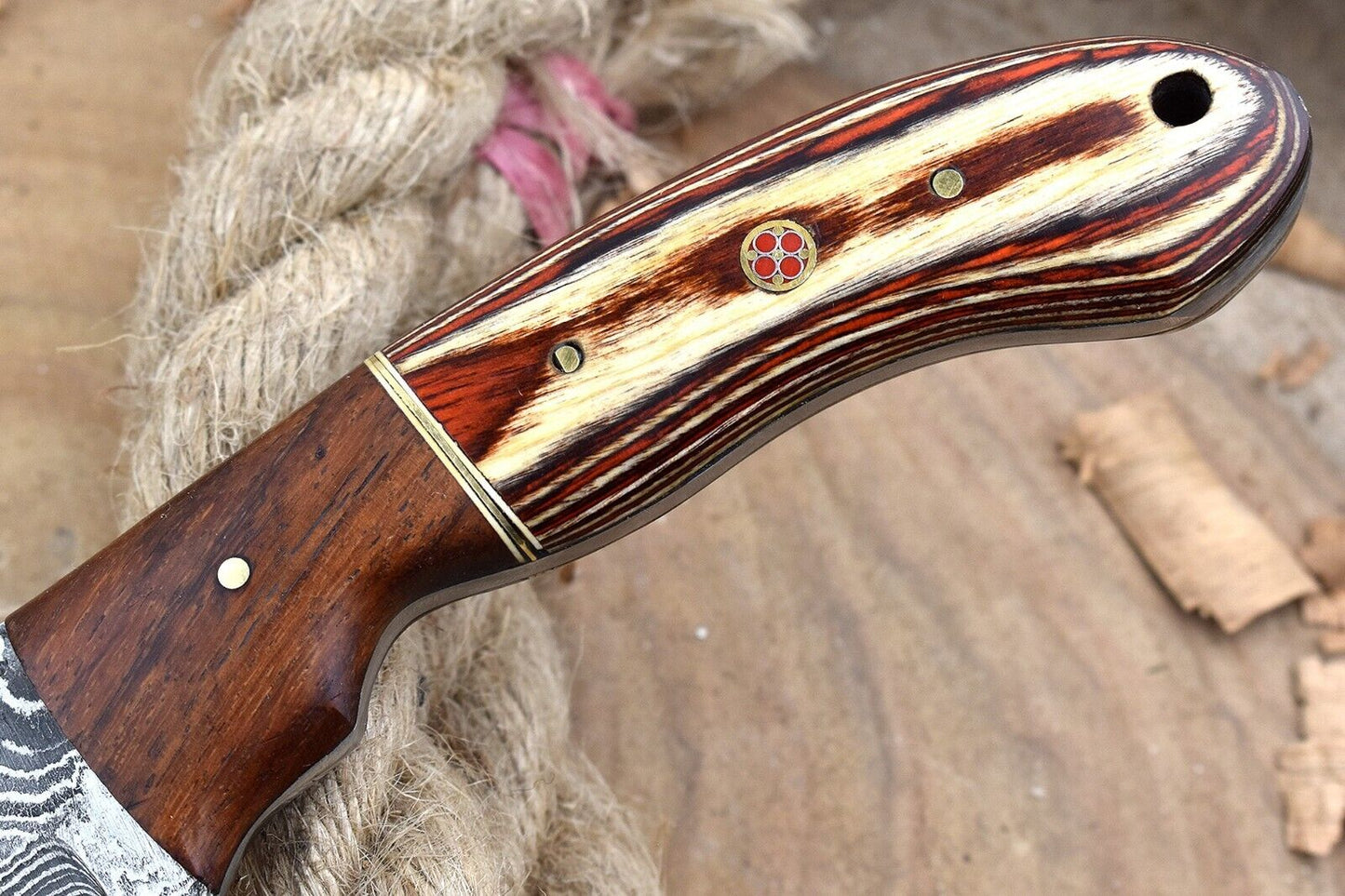 11" Custom Handmade Forged Damascus Steel Kitchen Chef Knife with Rose Wood & Dollar Sheet Handle