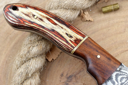 11" Custom Handmade Forged Damascus Steel Kitchen Chef Knife with Rose Wood & Dollar Sheet Handle