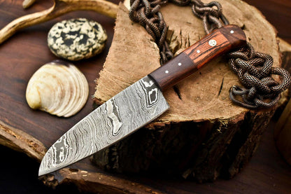 Premium Handmade Damascus Steel Chef Knife – Full Tang Kitchen Cleaver with Hard Wood Handle