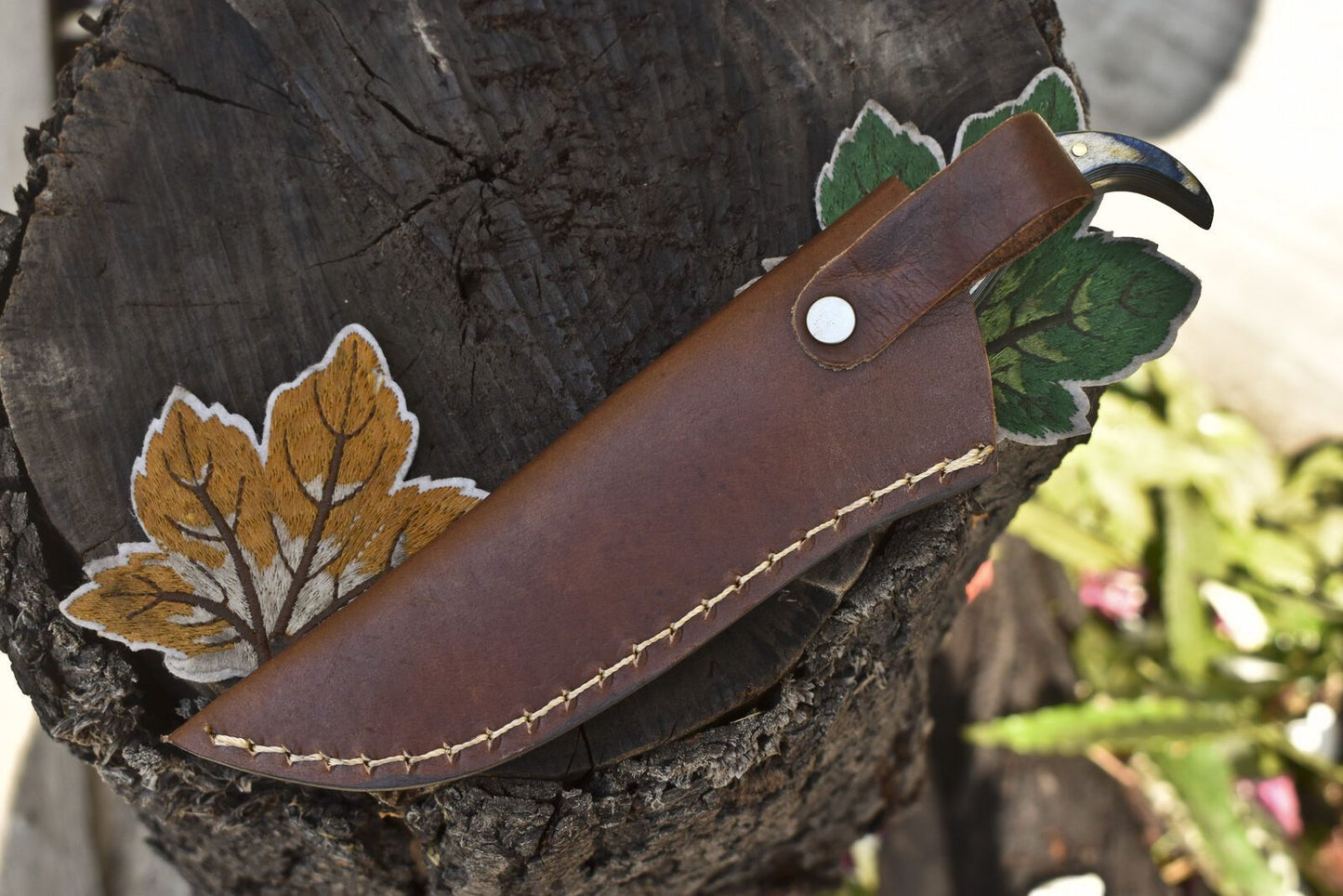 Hand Forged Twist Damascus Skinner Knife Hardwood Micarta Bolster Gift Knife