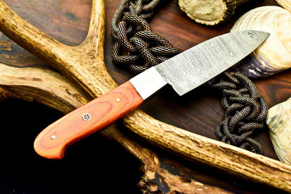 Custom Handmade Damascus Steel Chef Hunting Knife with Hardwood Handle – 9.5" Overall