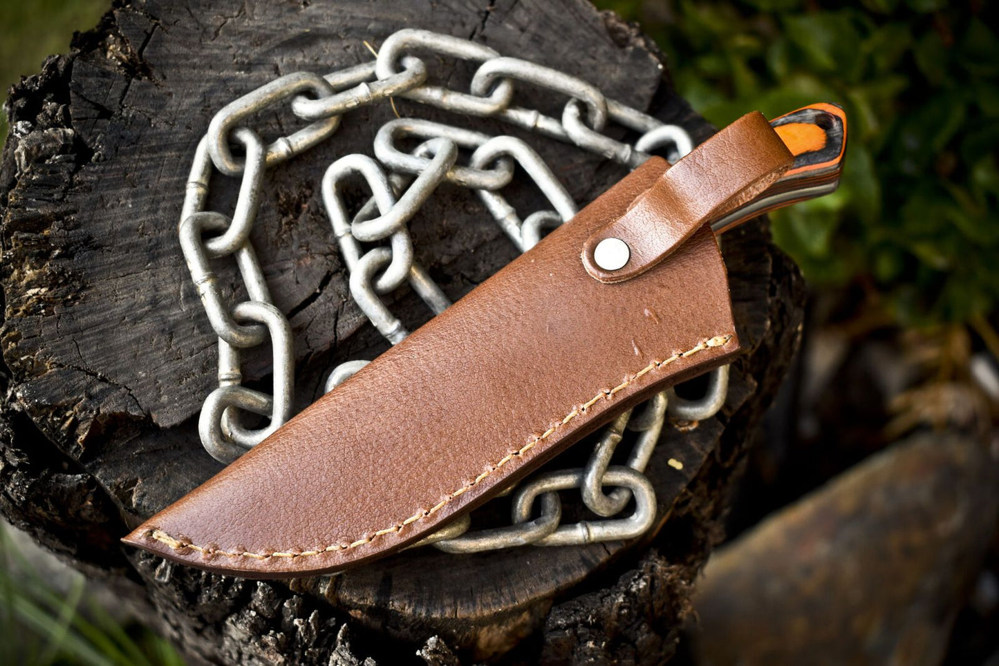 Forged Twist Damascus Skinner Knife – Custom Mixed Material Tactical Fixed Blade