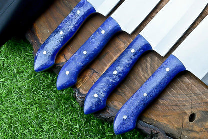 4 PCS Heritage Forge Steel Handmade Chef Knife Set with Roll Bag
