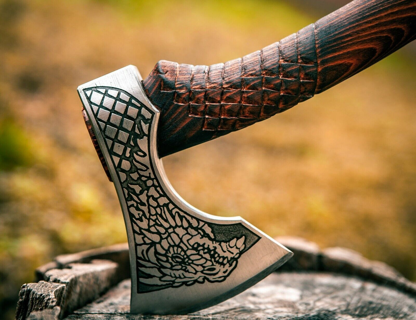 Handmade Dragon Viking Tomahawk Axe 19 Inch Carbon Steel with Ashwood Handle